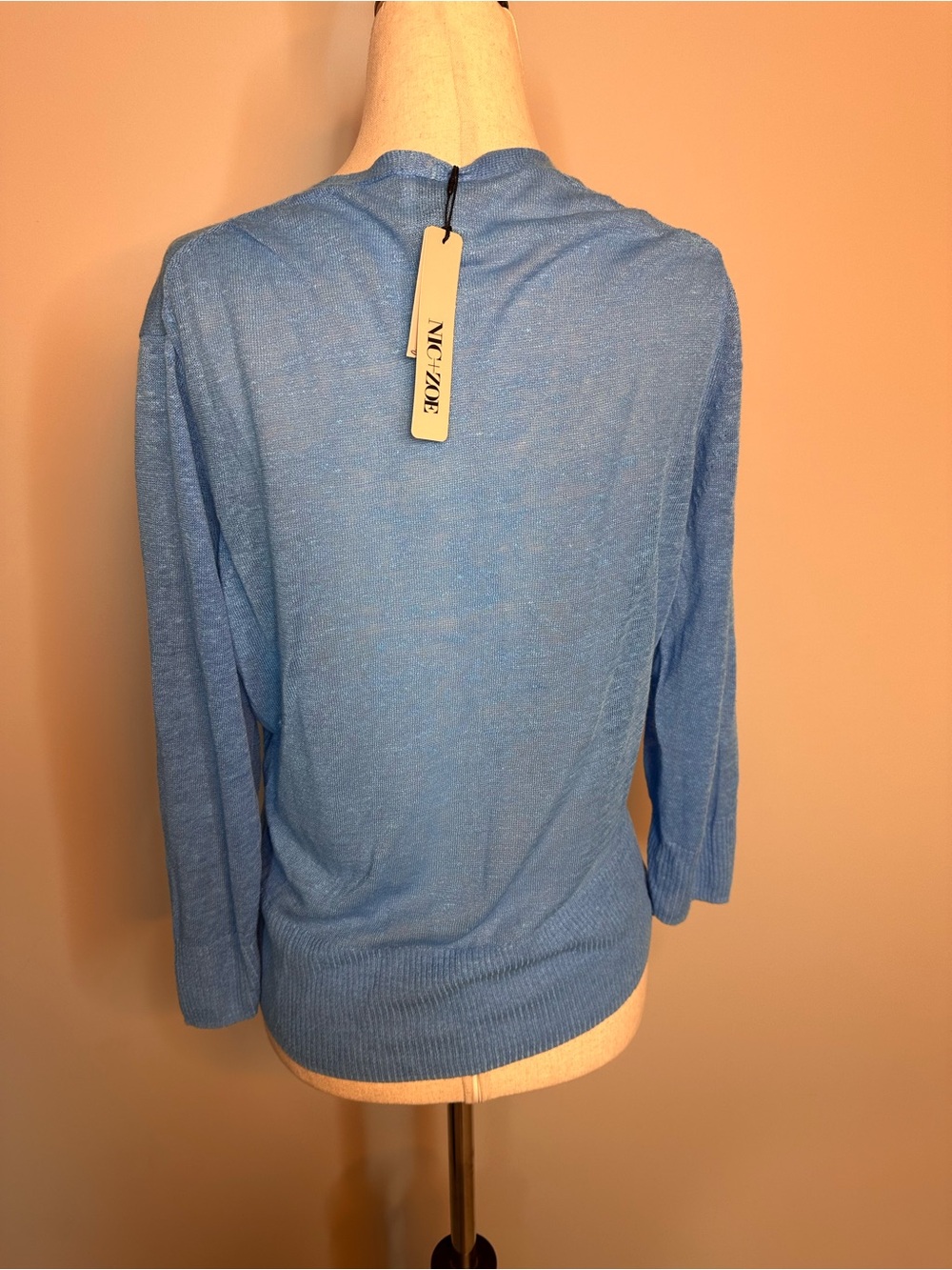 NWT sz PL Nic + Zoe 4 way linen blend convertible cardigan in blue jewel teal - Picture 7 of 12
